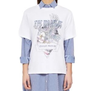 The Kooples White T-Shirt with Eagle Graphic